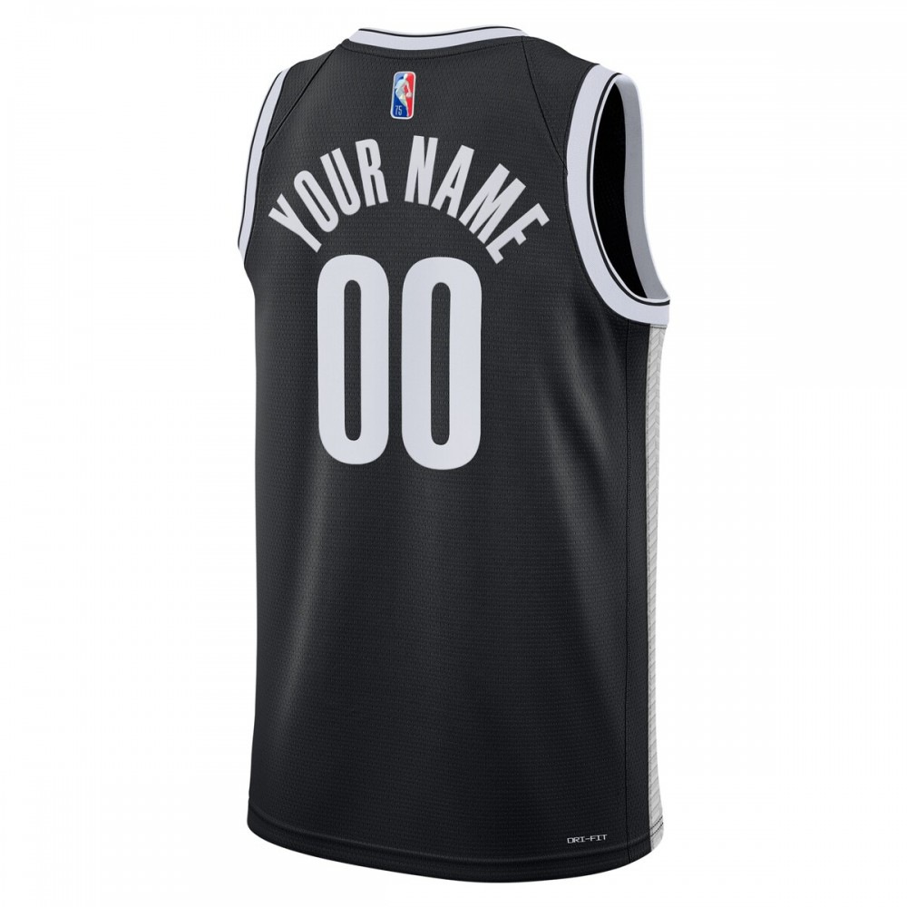 Brooklyn Nets 2021/22 Diamond Swingman Custom Jersey - Icon Edition - Black-Pro Kit Vault | Brand New 26/27 Sports Jerseys